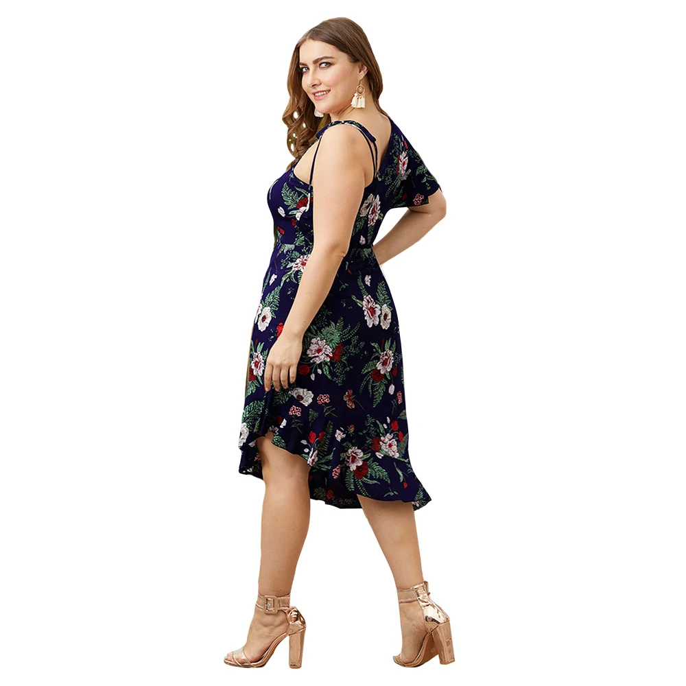 Женское Повседневное платье Kenancy асимметричное с цветочным принтом открытыми