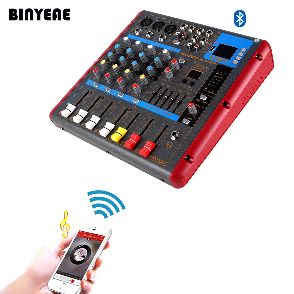Звуковой миксер MLLSE для караоке 5 каналов смешивания музыки с Bluetooth управлением