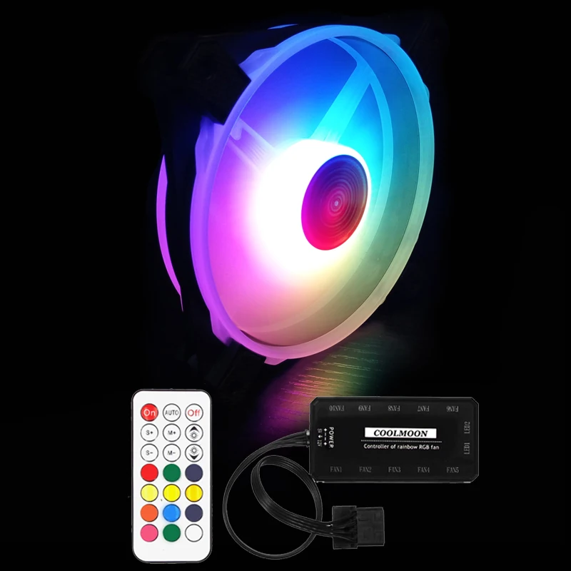 COOLMOON компьютерный чехол для ПК охлаждающий вентилятор RGB с регулировкой