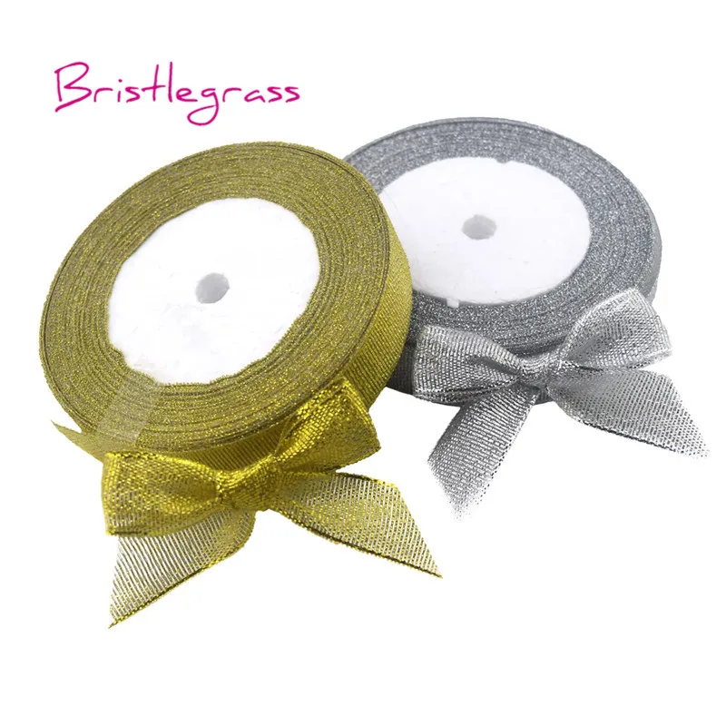 

BRISTLEGRASS 25 Yard 3/4" 20mm Metalic Glitter Organza Ribbon Flowers Bows Birthday Wedding Party Decor Christmas Gift Wrapping