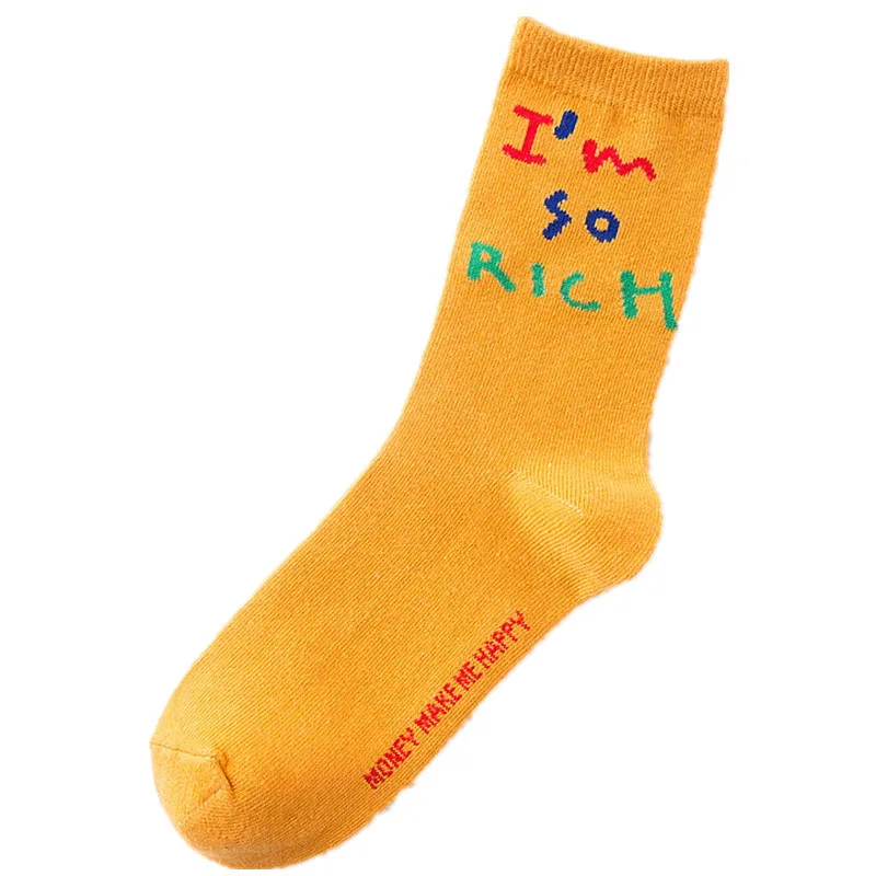 Women Socks Fashion Letter Funny Cute Casual Female Street Hip Hop Ventilation Cotton Short Hosiery White Yellow Autumn Winter | Женская