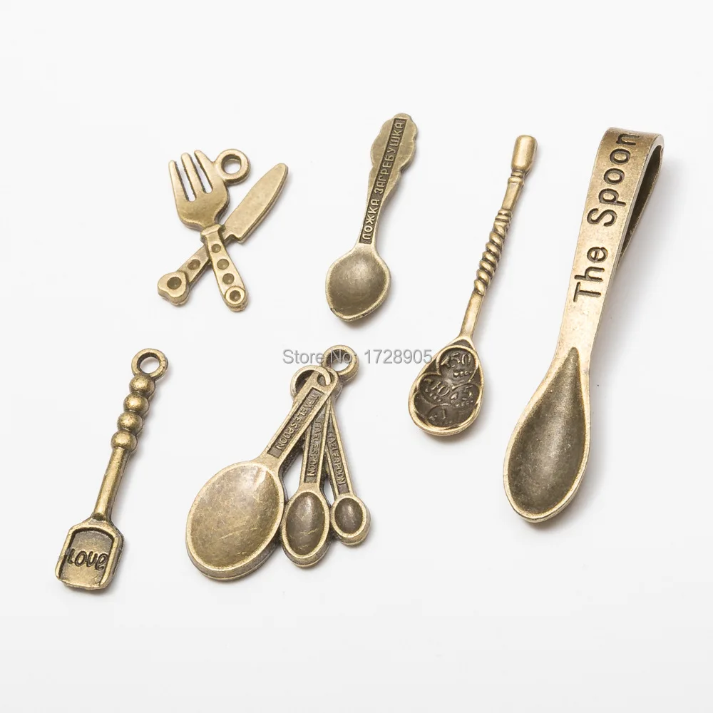 

Charms Pendant Spoon Tableware Antique Bronze Plated Spoon 10 pcs big for Jewelry Making Wholesale DIY Accessories