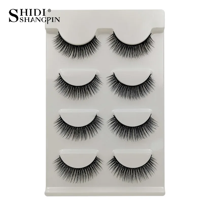 Shidishangpin 4 пары cilis ресницы норки 3d накладные натуральные Make Up полосы норка