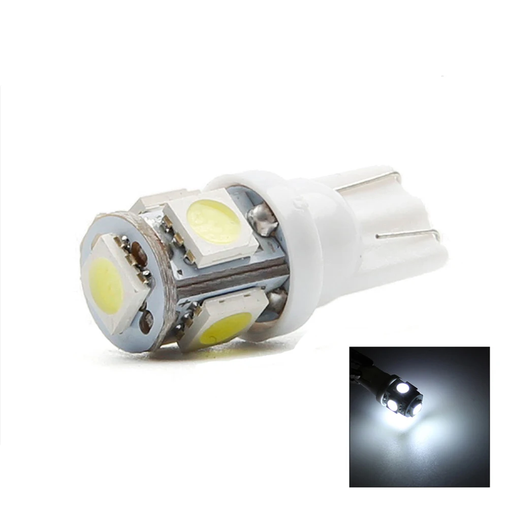 10 шт. супер яркий T10 5050 5 SMD светодиодный светильник для Автомобиля ЛАМПА Blub авто