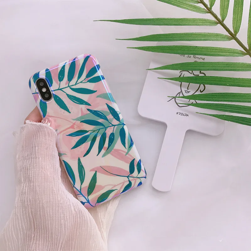 XINDIMAN синего света зеленый чехол для iphone X case силиконовая задняя крышка 7 plus лист с