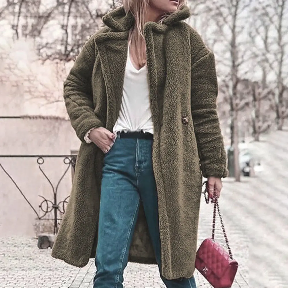 Фото Women Winter Warm Long Sleeve Thick Fleece Cardigan Ladies Casual Loose Solid Oversized Coat Женская одежда Women Winter Warm Long Sleeve Thick Fleece Cardigan Ladies Casual Loose Solid Oversized Coat Женская одежда