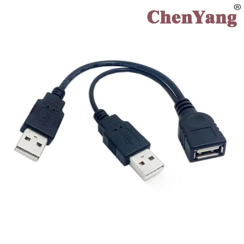 

Chenyang Dual A Male Extra Power Data Y to USB 2.0 Female A Cable BK for 2.5" Hard Disk