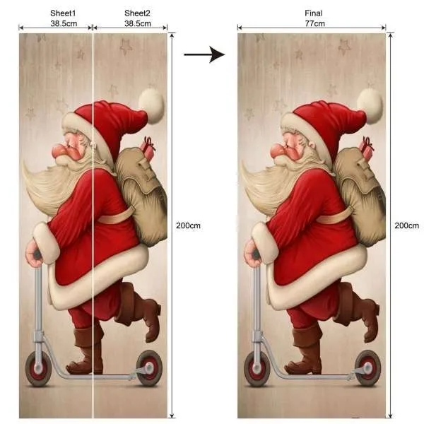 3D моделирование Санта Клауса наклейки на дверь съемные стену DIY стикер