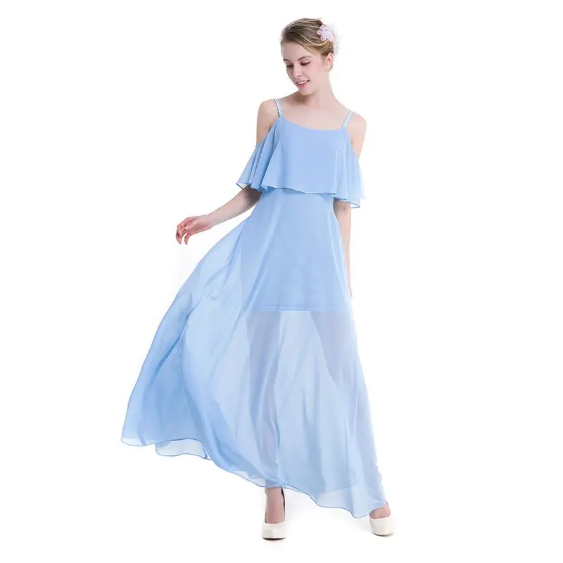 Летнее белое длинное платье для женщин Винтаж трапециевидной формы спинки синий