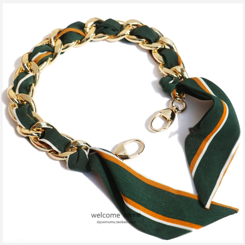

Cutting Edge Pale Gold Green Silk Ribbon Aluminum Chain Metal Package Bring Handle Chain Bag Chain Parts Bring Package Bring