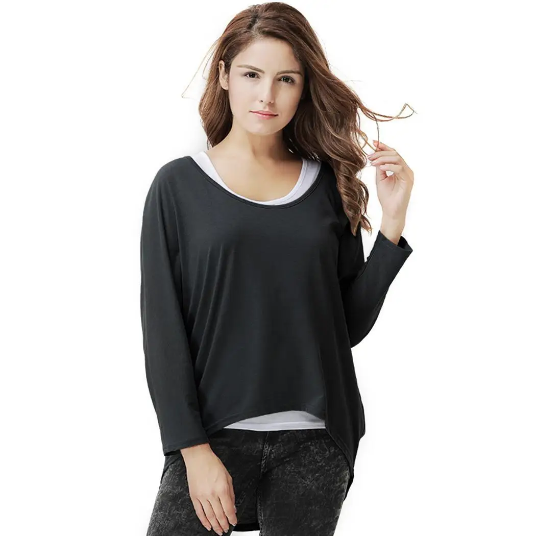 Женская Повседневная футболка с круглым вырезом и длинным рукавом Спортивная