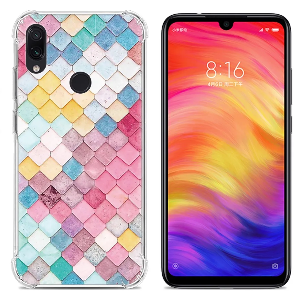 Ударопрочный чехол для телефона Xiaomi Redmi Note 7 мягкий ТПУ с милым мультяшным