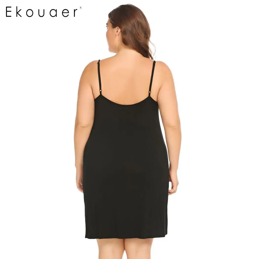 Ekouaer 5XL ночная рубашка ночное белье Женская сорочка Дамская комбинация платье для