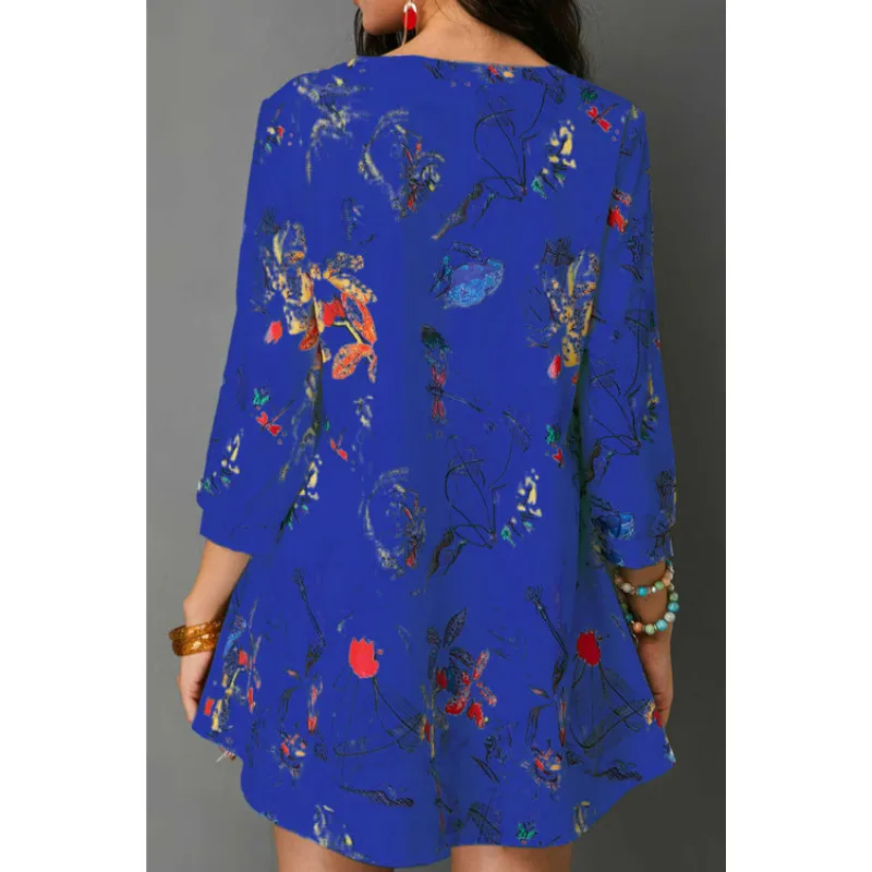 Для женщин Boho цветочный блузка дамы с длинным рукавом Свободные Повседневный