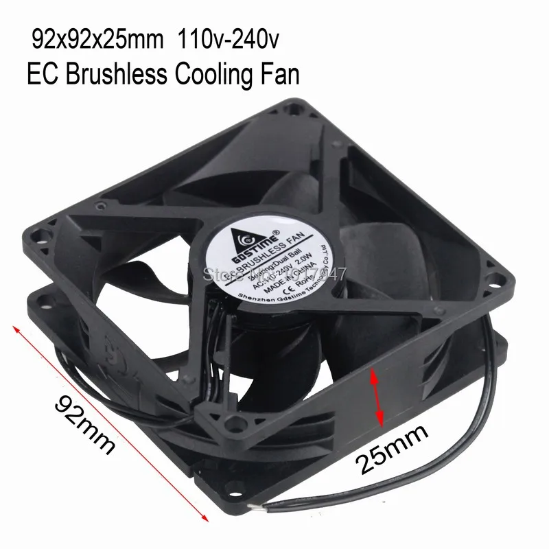 10 PCS lot Gdstime 2Pin AC 110V 115V 120V 220V 240V Radiator Cooler Fans 9cm 9225 Ball EC Brushless Cooling Fan 90mm 92mm x 25mm |