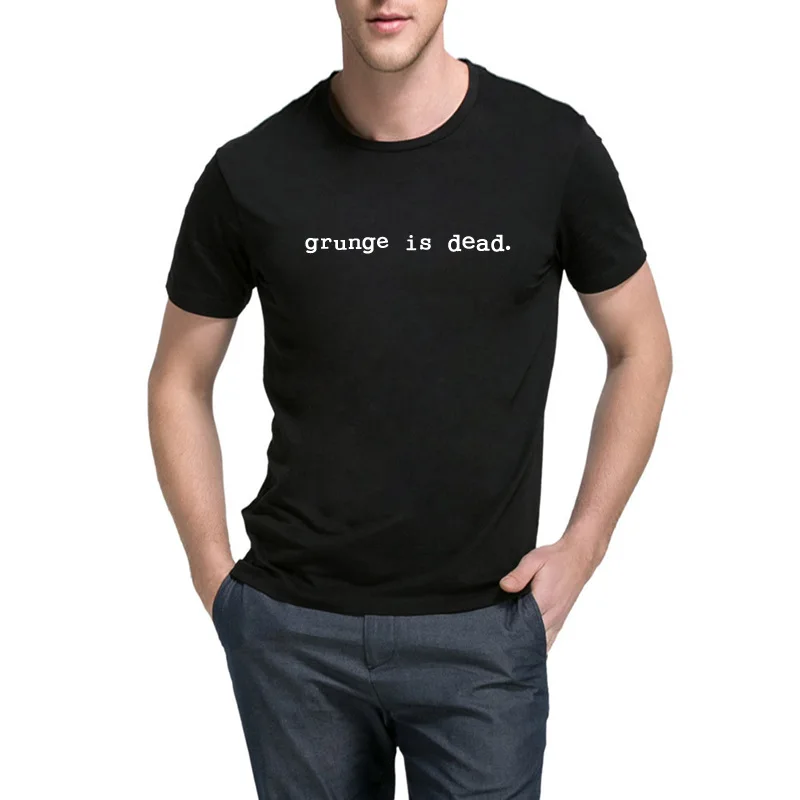 Grunge is Dead Футболка Мужская 90 s Унисекс Хлопок Рок шикарная Мода Tumblr Графический