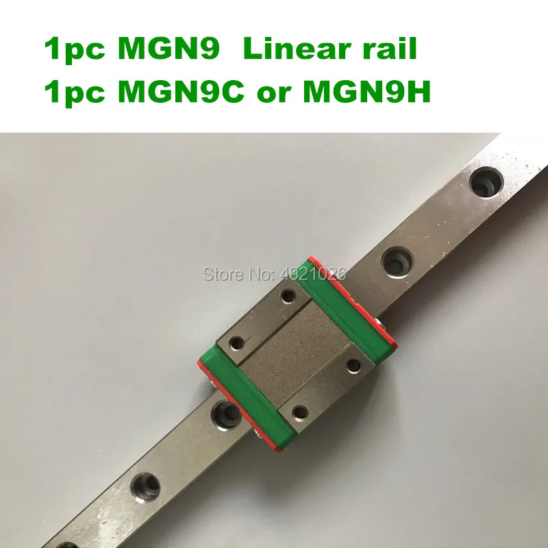 

Free shipping 9mm Linear Guide MGN9 100 150 200 250 300 350 400 450 500 550 600 mm linear rail + MGN9H or MGN9C block 3d printer