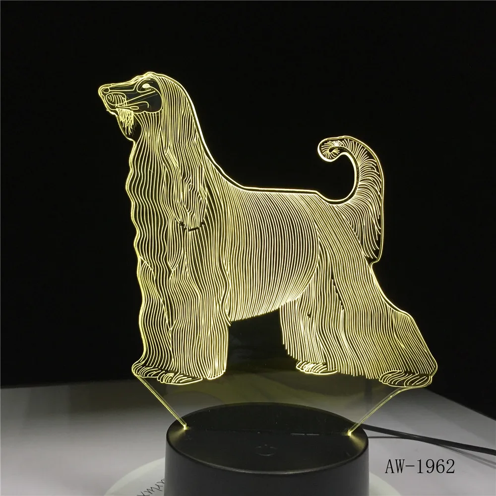 Afghan Hound самая красивая собака 3D светодиодная лампа 7 видов цветов USB сенсорные