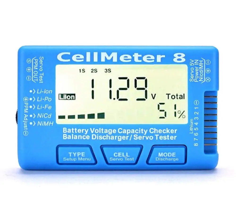 Совершенно новый RC измеритель емкости батареи 1 8S напряжения LiPo Li lon NiMH CellMeter 8