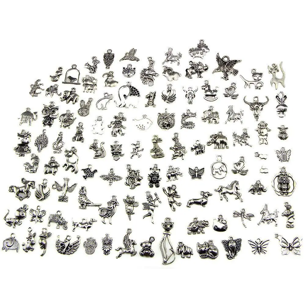 

Animal Charms, Wholesale Bulk 100 Pack Mixed Tibetan Pendant Charms for Jewelry Making Bracelet Necklace DIY Crafts