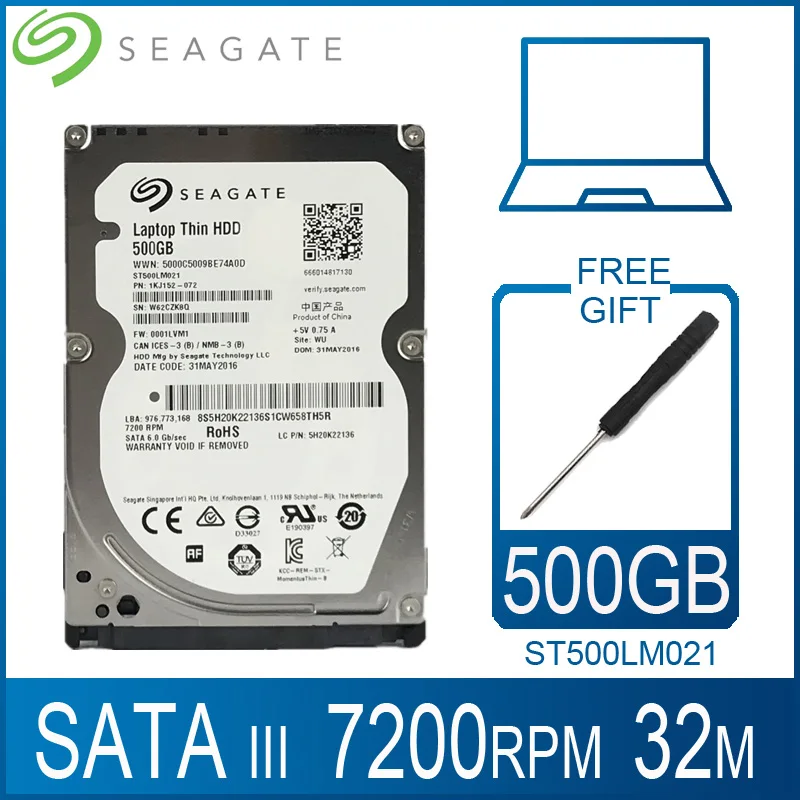 

Seagate 500GB Laptop Hard Drive Disk 7200 RPM 2.5" Internal HDD HD 500 GB Harddisk SATA III 6Gb/s 32M Cache 7mm for PS4 Notebook