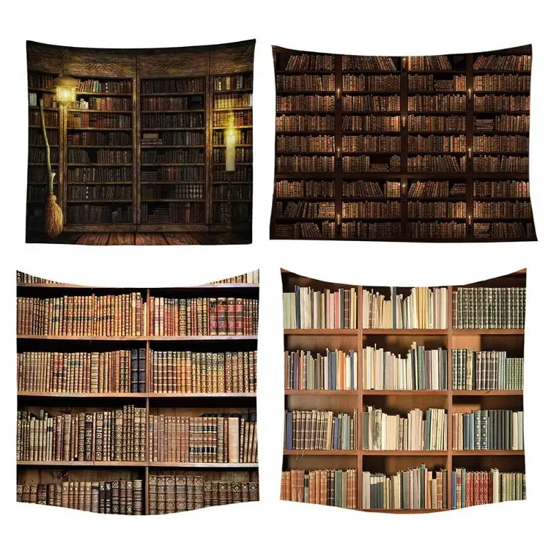 Ретро настенная книжная полка гобелены таинственная библиотека гобелен