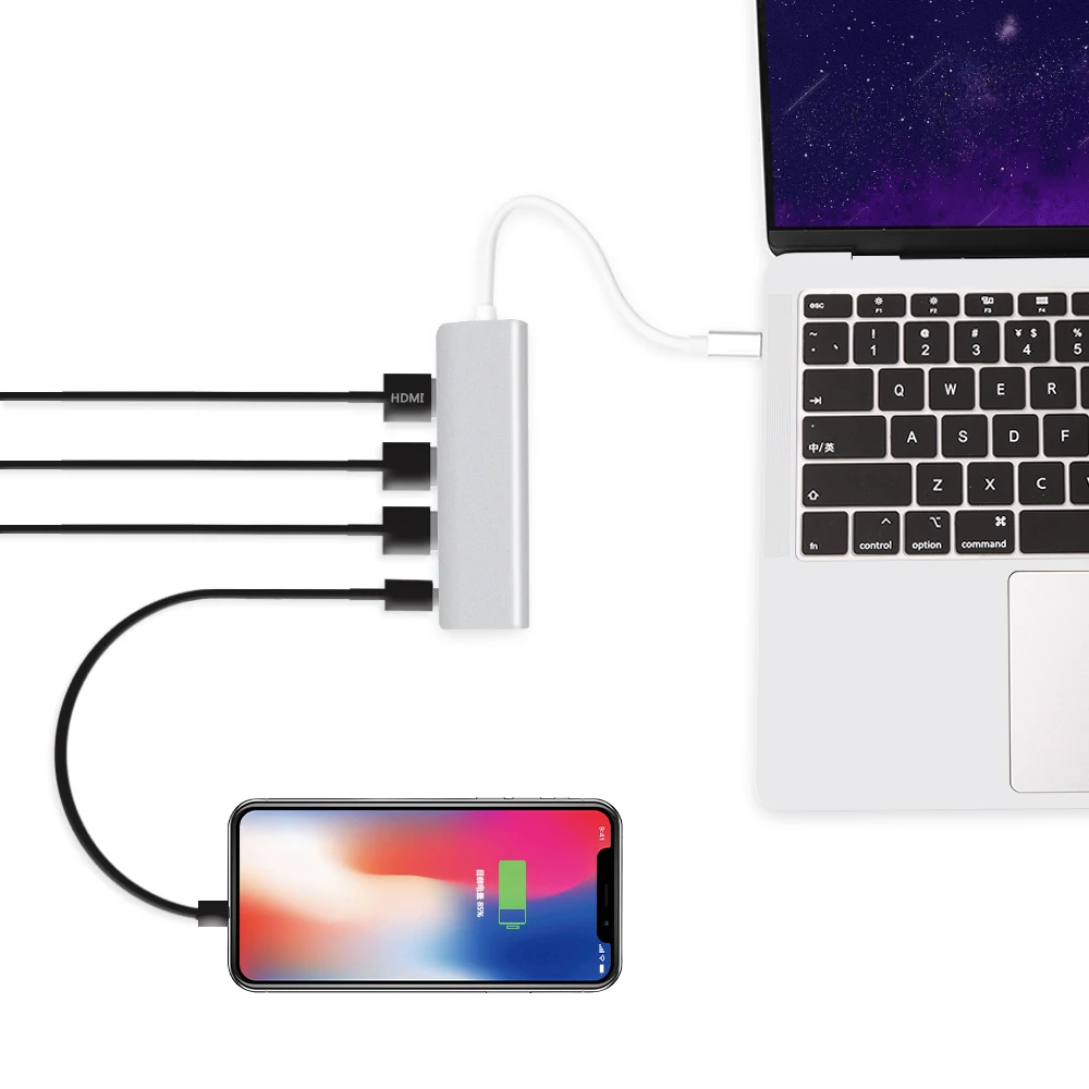 Redlai USB C Typc Hub адаптер с 4K HDMI PD 3 0 HUB для Macbook Air / Pro 2018 Samsung Galaxy S10 Huawei Mate 20|USB-хабы| |