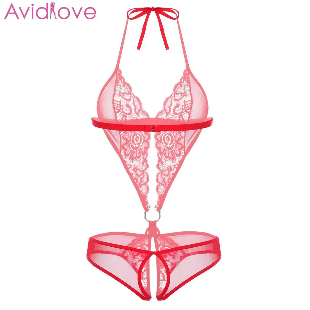Avidlove Badydoll сексуальное нижнее белье ночное кружевная одежда с крючком Холтер