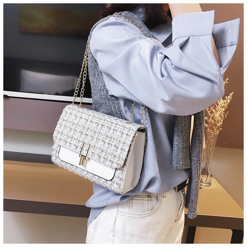 Kisstyle модные женские туфли сумка повседневное клапаном цепи из искусственной