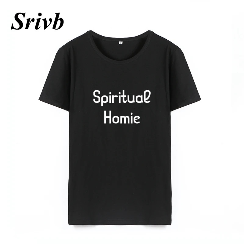 Srivb 2018 Новинка Spirituae Homie забавная футболка женская уличная черная белая с круглым