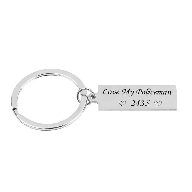 Police Wife Gift - Love My Policeman Officer Key Chain Badge Number Cuffs Hat Stamped Keyring Chains | Украшения и аксессуары