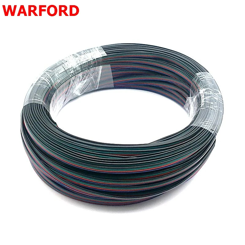 5 м/10 м/20 м/рулон 4 Pin Расширение RGB + черный провод кабель для ws2801/5050/3528/lpd8806/apa102 smd