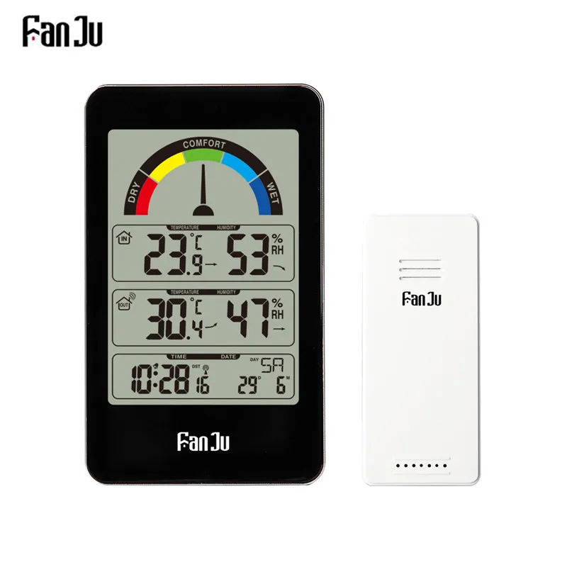 FanJu FJ3356 Цифровая метеостанция будильник термометр гигрометр беспроводной датчик