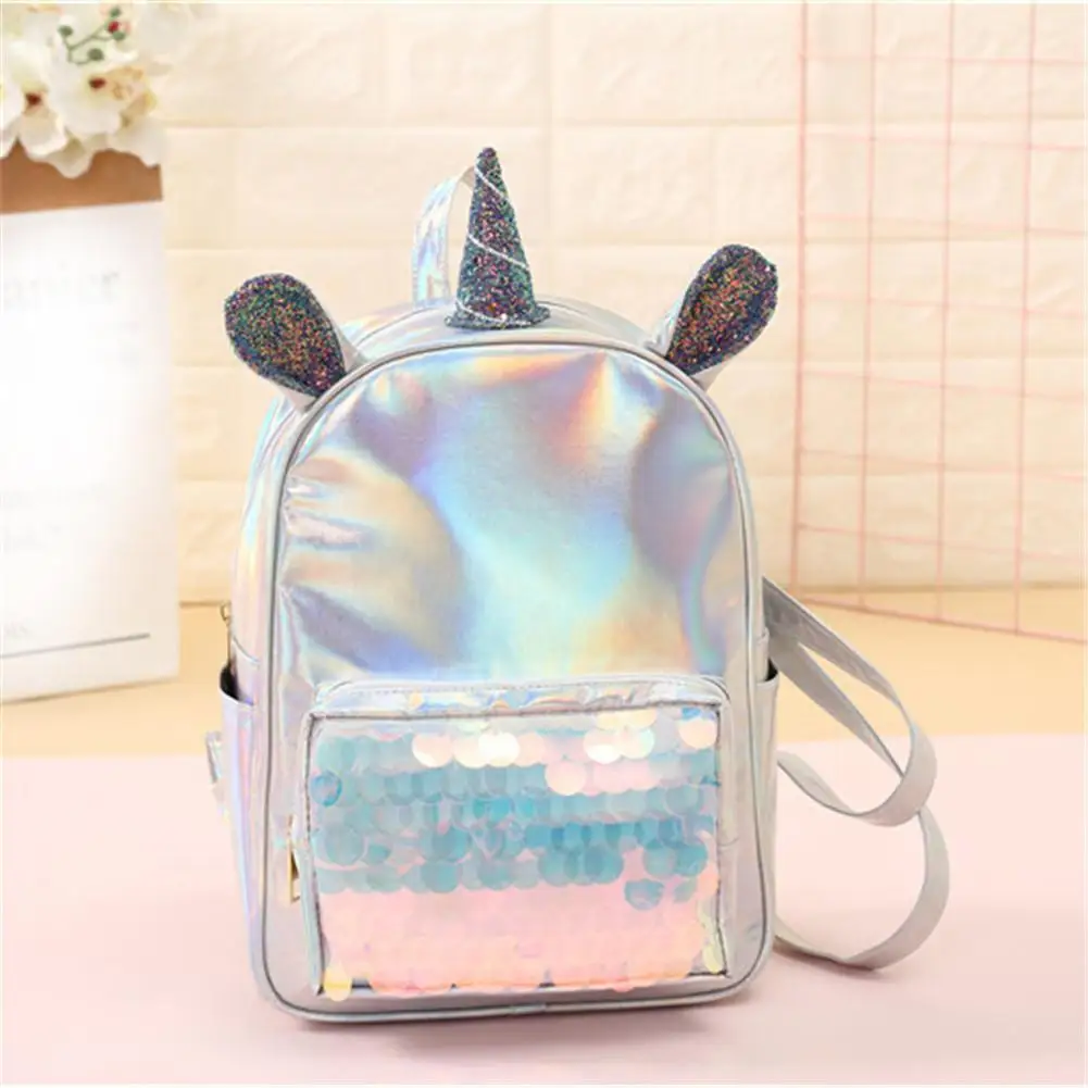 Стиль экокожа (полиуретан) рюкзак с пайетками студенческие Симпатичные Сумка