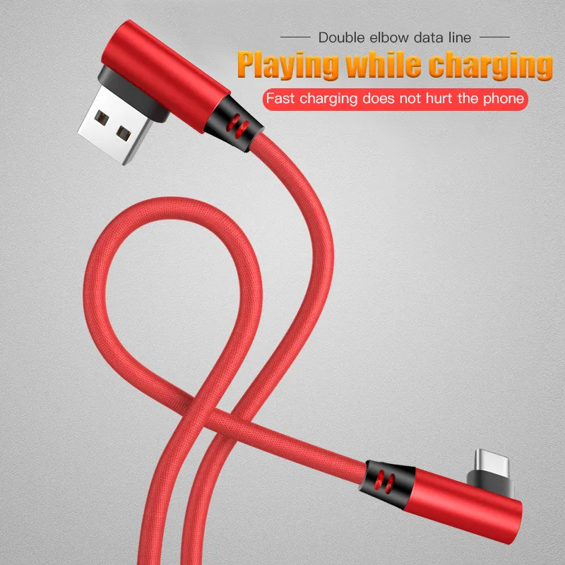 Микро USB кабель для Samsung Xiaomi Huawei 90 градусов быстрая зарядка данных iPhone 7 Type C