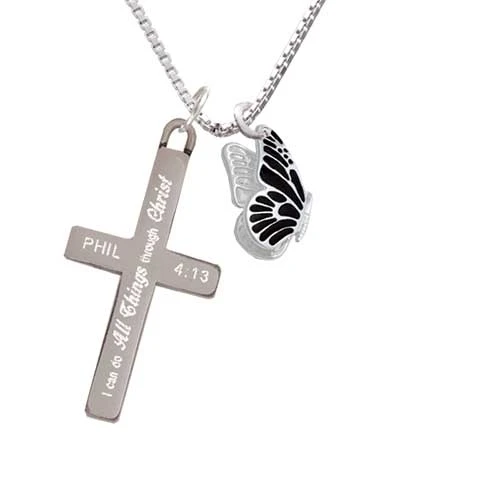 Черная Летающая бабочка я могу сделать все вещи крест ожерелье|Подвески| |