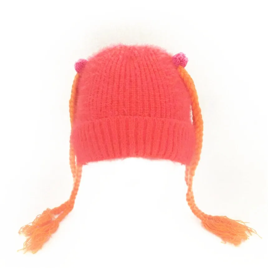 

hat for children Winter baby Kids Boys Girsl Knitted double pompom Crochet Ear Beanie Warm Wool children cap bonnet russian Hat