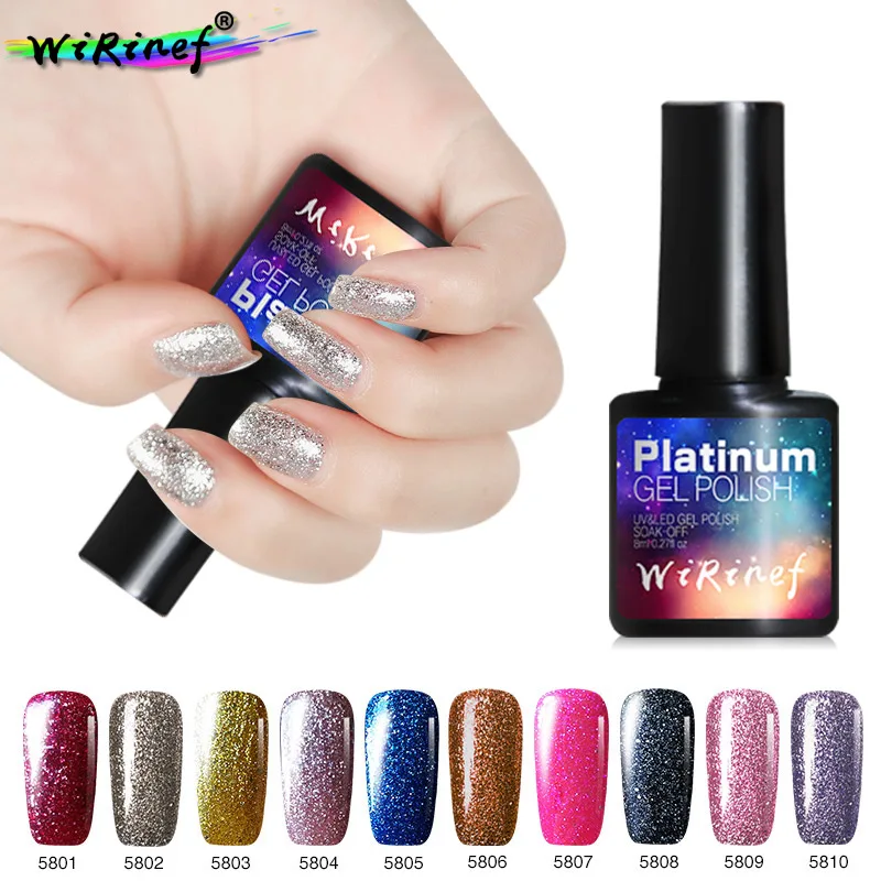 

WiRinef 8ml Glitter Platinum Painting Nails Art Nail Gel Polish Varnish Hybrid UV Lacquer Gel DIY Manicure Nail Art