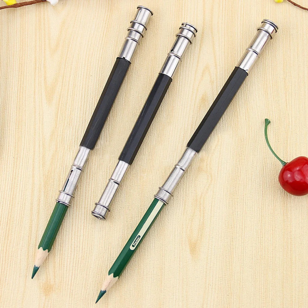 

2X/4X Dual Pencil Extender Lengthener Holder Art Writing Tool Metal Handle
