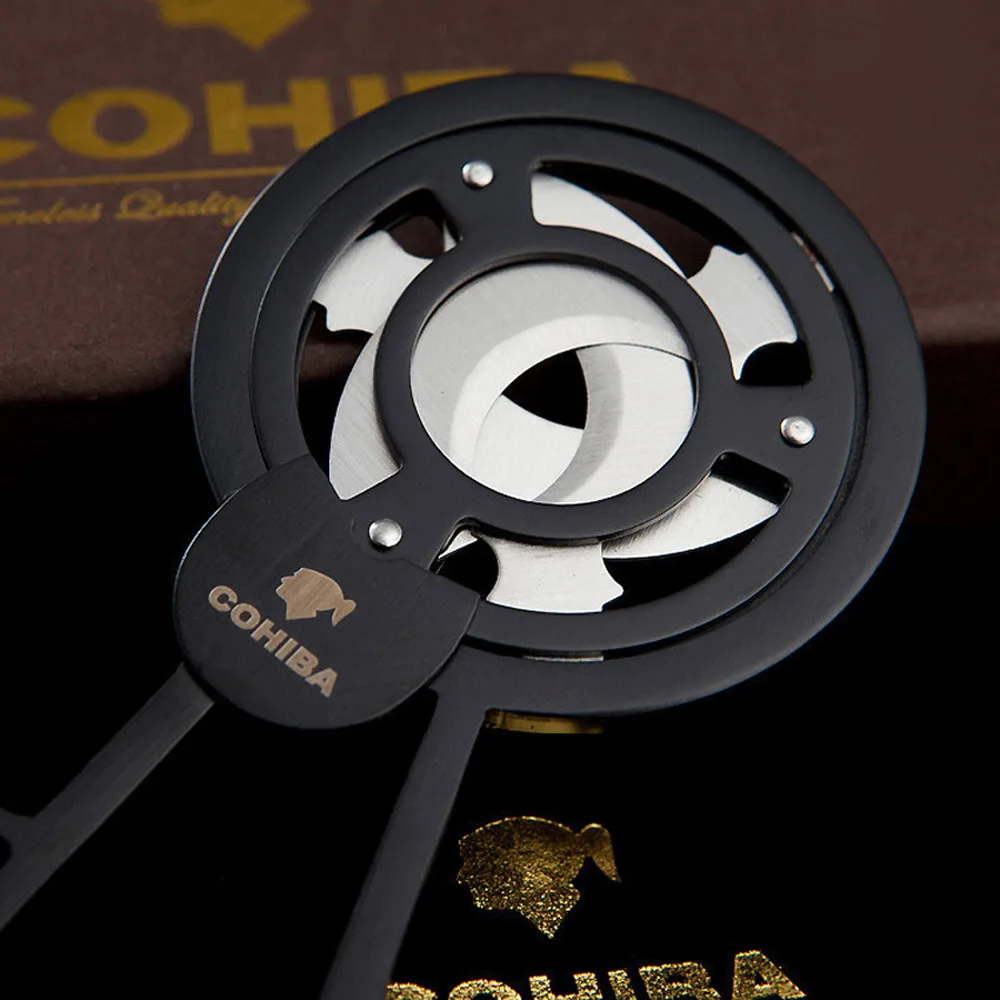 Фото COHIBA Trible 3 лезвия, резак для черных сигар, карманный нож для сигарет из нержавеющей стали zigжирской, кубинский Гильотинный инструмент для куре... №3