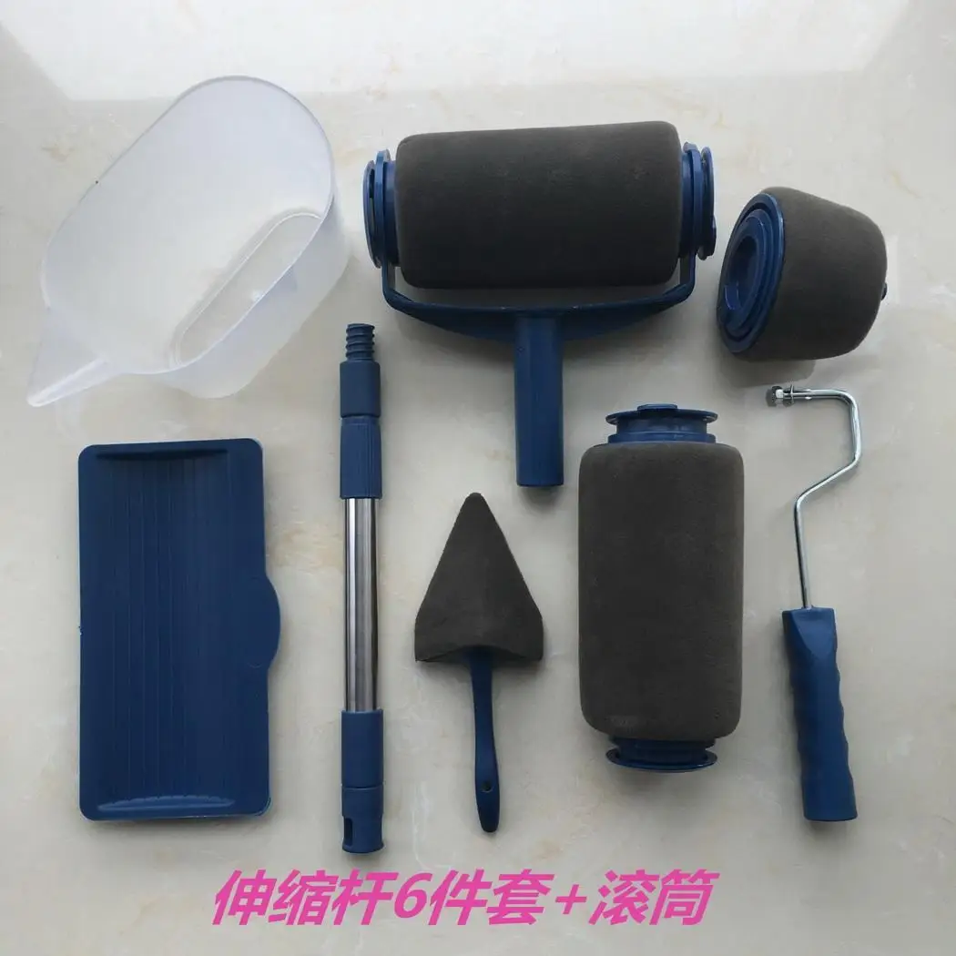 Handle Creative Household Drum Type Multi-function Paint Blue Painting Brush Roller Round Set | Обустройство дома