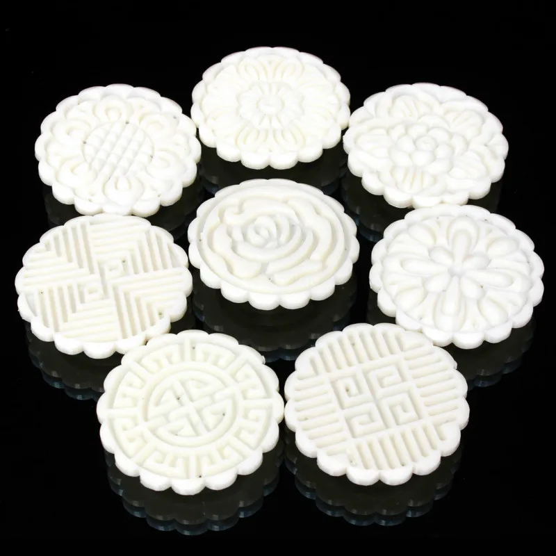 Вогнутый цветок круглая луна торт Mooncake плесень 1 баррель + 8 штампов инструменты