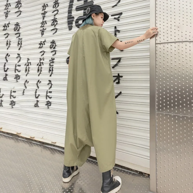 CHICEVER летний винтажный свободный Однотонный женский комбинезон с v-образным