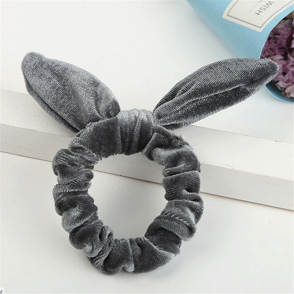 

YJSFG HOUSE 1Pcs Velvet Elastic Hair Bands Bunny Ears Elastic Hair Accessories Bowknot Ponytail Girls Hair Holder Scrunchies New