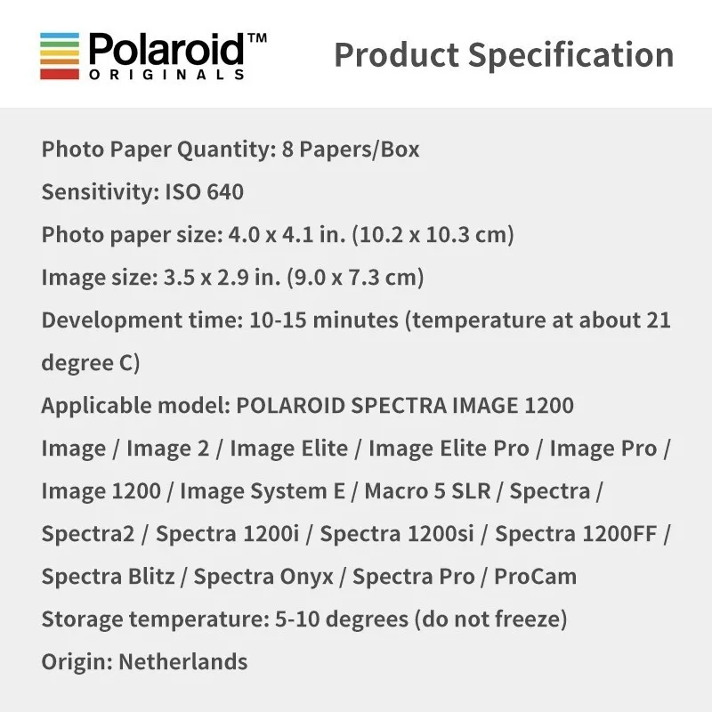Polaroid Originals мгновенная пленка цвет черный и белый для Spectra1200 ProCam 8 листов |