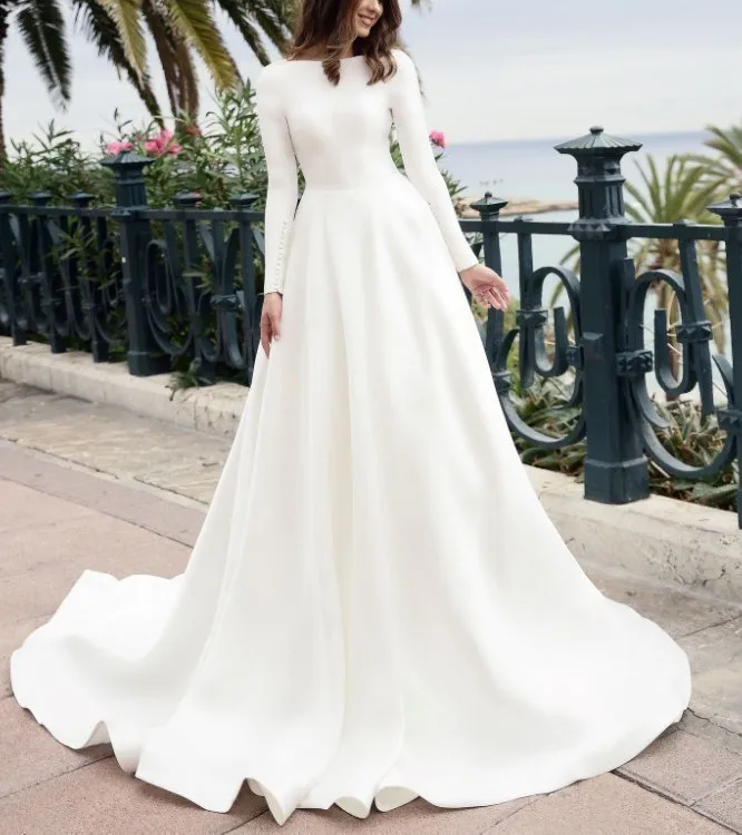 Винтажное мягкое сатиновое бальное платье Vivian's Bridal с длинным рукавом и
