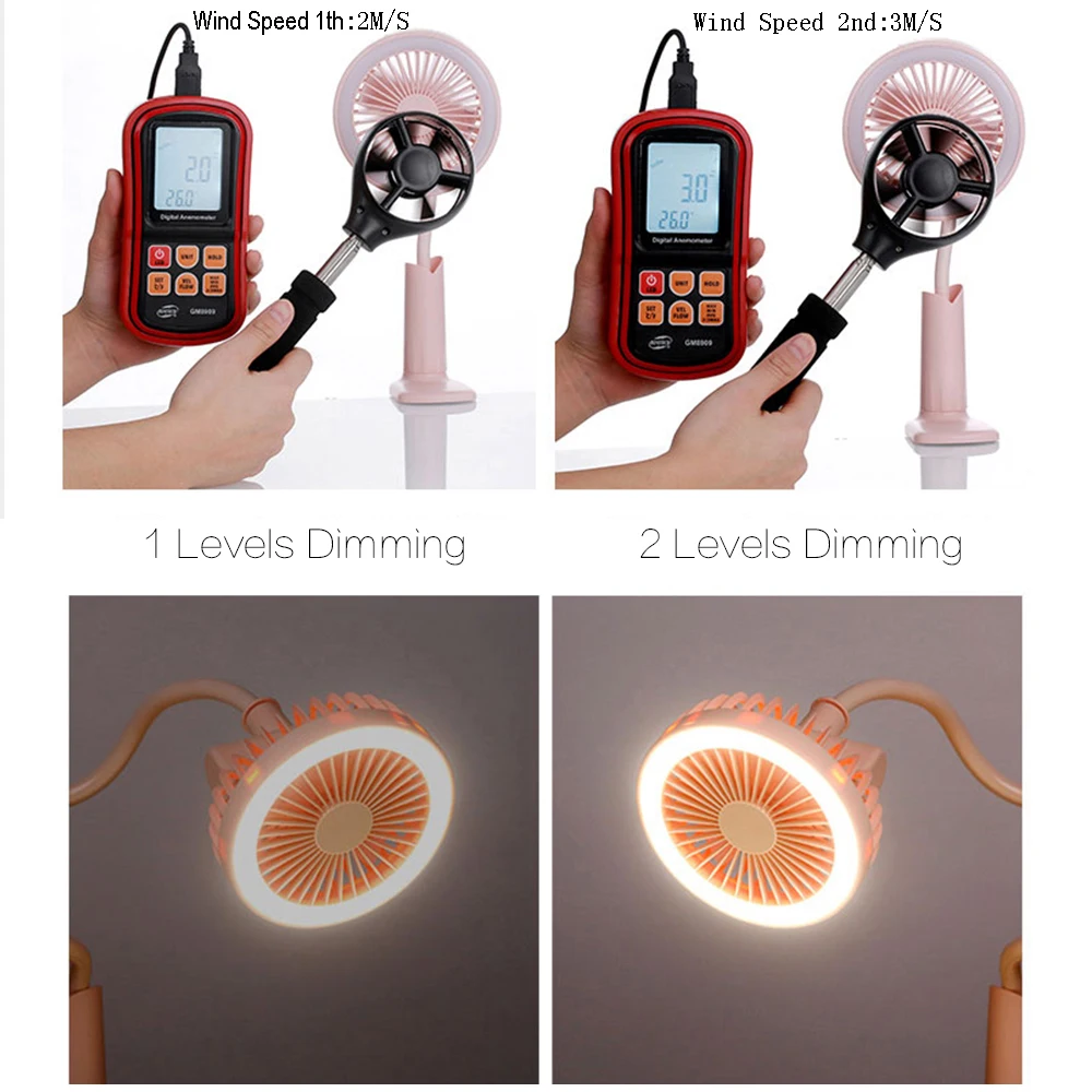 Светодиодная Подставка &amp Клип Настольная лампа с вентилятором кнопочный