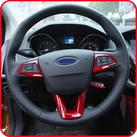 lacquer red of abs paint car steering wheel decoration trim sequins sticker for ford focus 4 mk4 2014 2015 2016 2017 accessorie