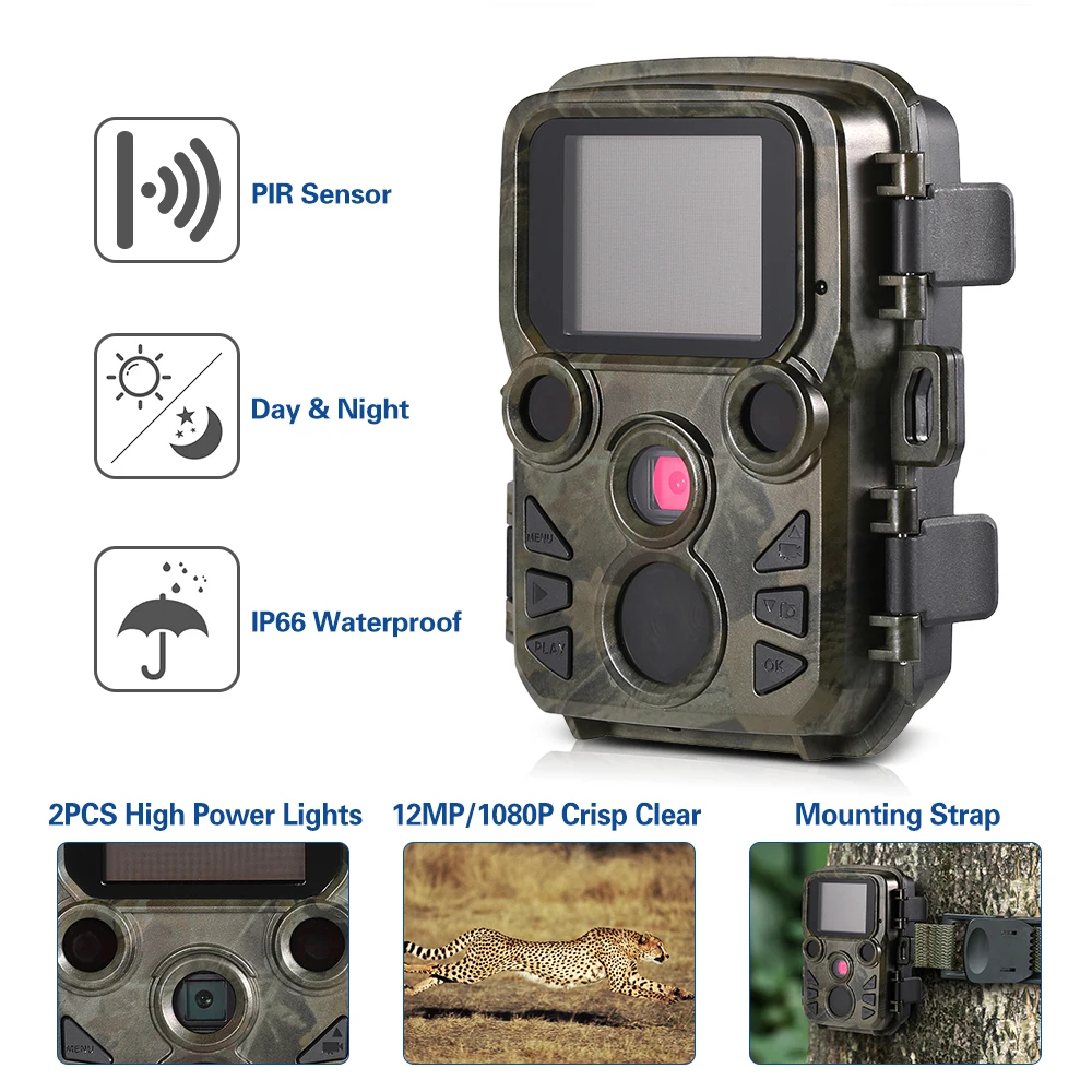 12MP 1080P фотоловушка миниатюрная охотничья игра для наблюдения в дикой природе