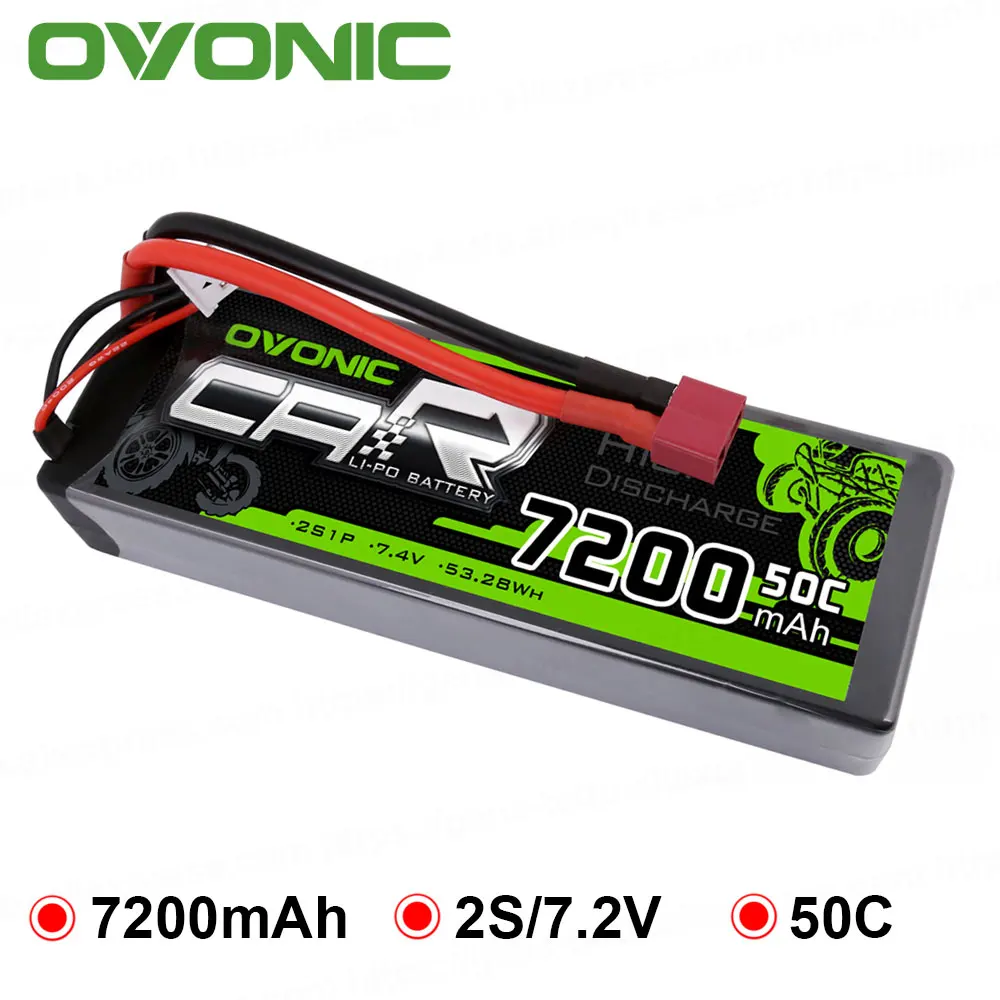 Комплект батарей OVONIC 7200 мАч Lipo 2S 7 4 В Жесткий Чехол Deans Power для гонки Redcat 1/8 размер